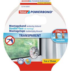 Tesa powerbond montagetape transparant dubbelzijdig plakband sterk zelfklevend – 5m x 19mm