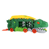 No brand kiddygo transporter dino speelgoed met 2 diecast auto's en racebaan.
