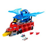 Hot wheels city - ultieme dubbele draak transportvoertuig en 2 speelgoedauto's