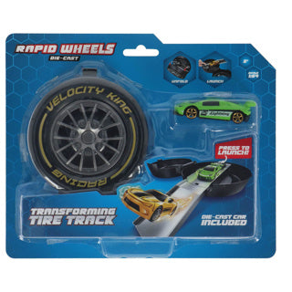 Rapid wheels auto launcher met die cast auto in autoband opberg assorti | 6 stuks