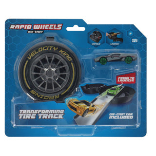 Rapid wheels auto launcher met die cast auto in autoband opberg assorti | 6 stuks
