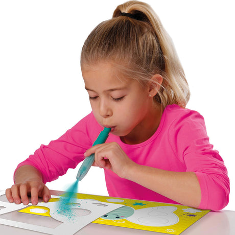 Ses creative – blow airbrush graffiti – creatieve knutselset vanaf 6 jaar – inclusief 6 airbrush pennen, zwarte stift, sjablonen en kleurplaten