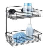 Wenko vacuum-loc wandrek 2-laags bari mat zwart 26x17x38cm - doucherek - douchemand - bevestigen zonder boren