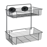 Wenko vacuum-loc wandrek 2-laags bari mat zwart 26x17x38cm - doucherek - douchemand - bevestigen zonder boren