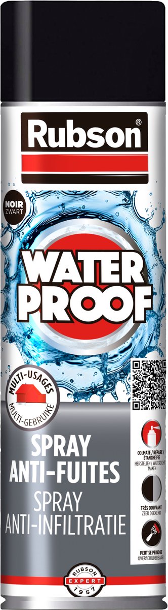 Rubson anti - infiltratie spray 300ml zwart | coating isolatie spray zwart | overschilderbaar repair coating spray | universele toepassing | vloeibaar rubber seal | rubber spray rubber coating.
