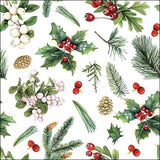 Ambiente servet 33cm winter greenery wit