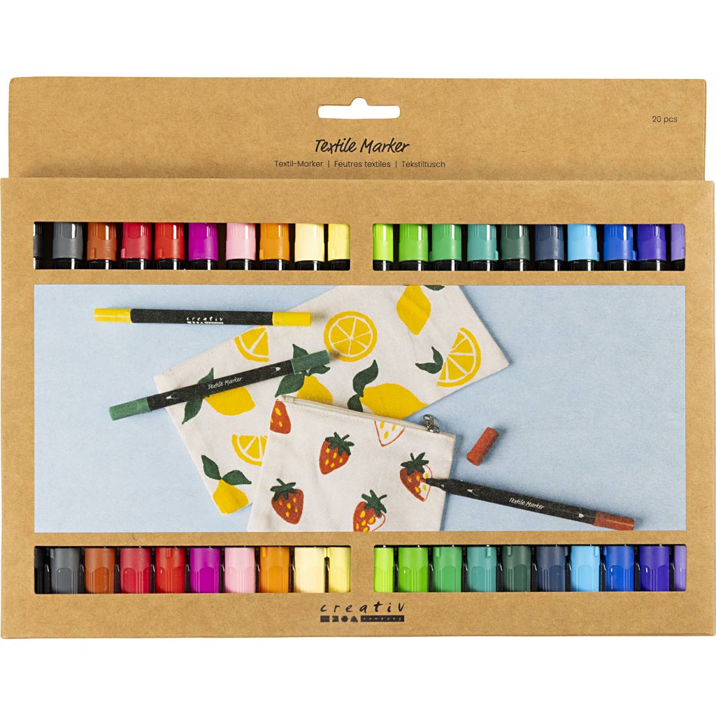 Creativ company http: www.cchobby.nl textielstiften-lijndikte-2-3-3-6-mm-standaardkleuren-20-stuk-1-doos-334817
