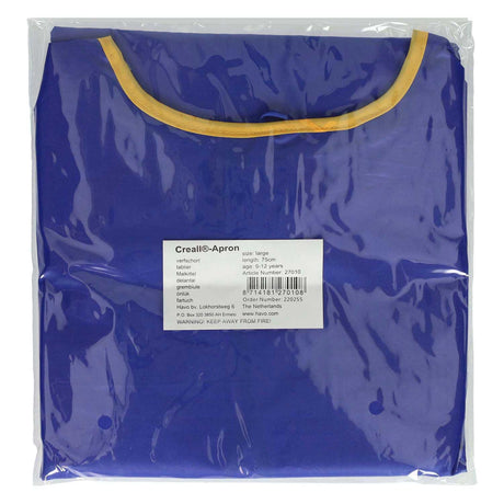 Creall verfschort large blauw – kliederschort - knutselschort - 9-12 jaar - wasbaar - professionele kwaliteit - gebruikt op scholen en kinderdagverblijven