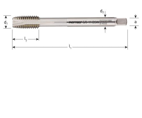 Rotec machinetap din376 5 8 bsw doorlopend