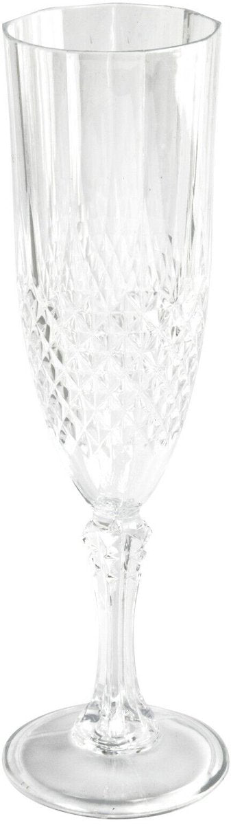 Alpina champagneglazen met kristaleffect 6 stuks – herbruikbare champagneglazen kunststof – feestglazen 200 ml voor buiten en binnen – kristallook – transparant