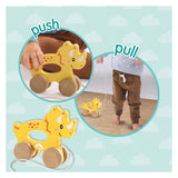 Ses houten trekdier 2 in 1 - triceratops