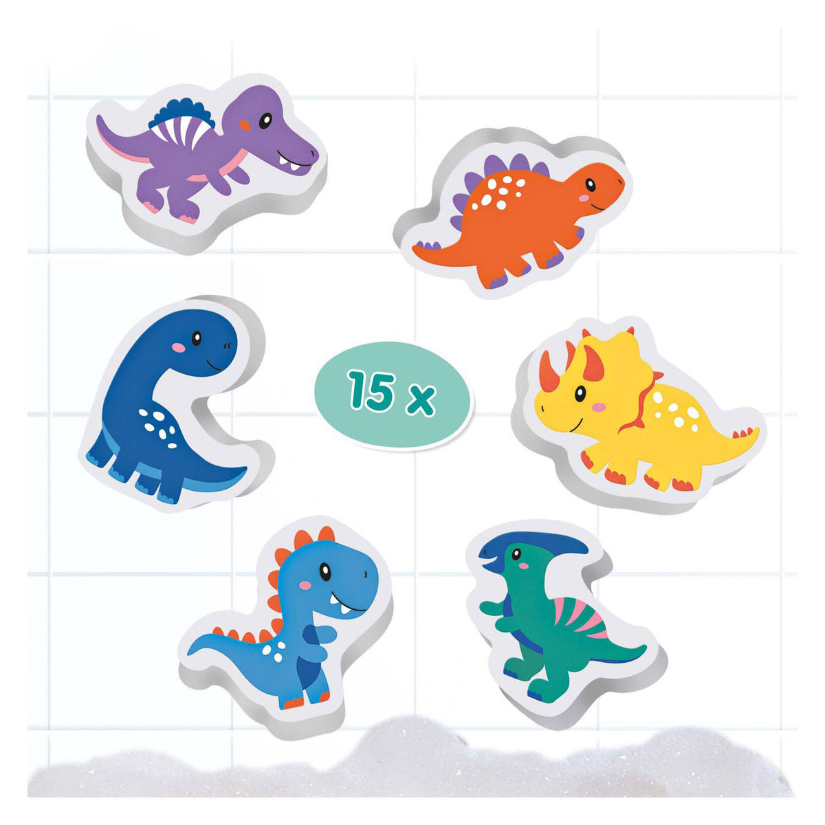Ses creative - tiny talents - bad dino’s set - foam dino’s - plakken op natte tegels - stimuleert fantasie - veilig badspeelgoed - creatief spelen - dinosaurus speelgoed
