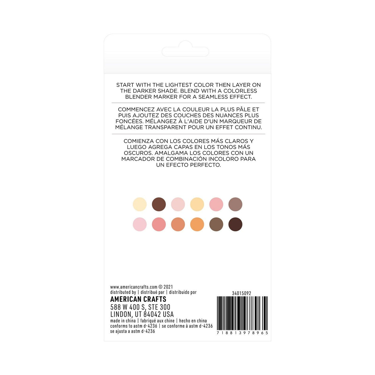 American crafts • sketch markers dual tip skin tone