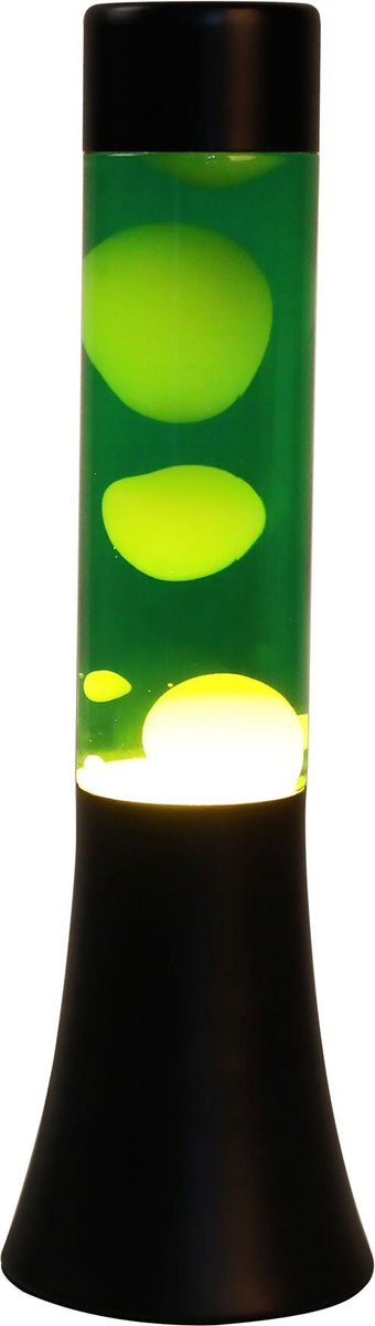 I-total lavalamp - lava lamp - sfeerlamp - 30x9 cm - glas aluminium - 25w - groen met witte lava - zwart - xl2458