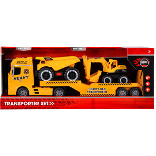 Rapid wheels autotransporter + 2 bouwvoertuigen + licht en geluid