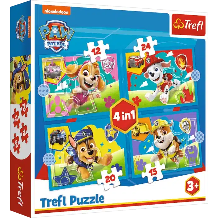 Trefl paw patrol legpuzzel 4in1 - kleurrijke kinderpuzzel karton.