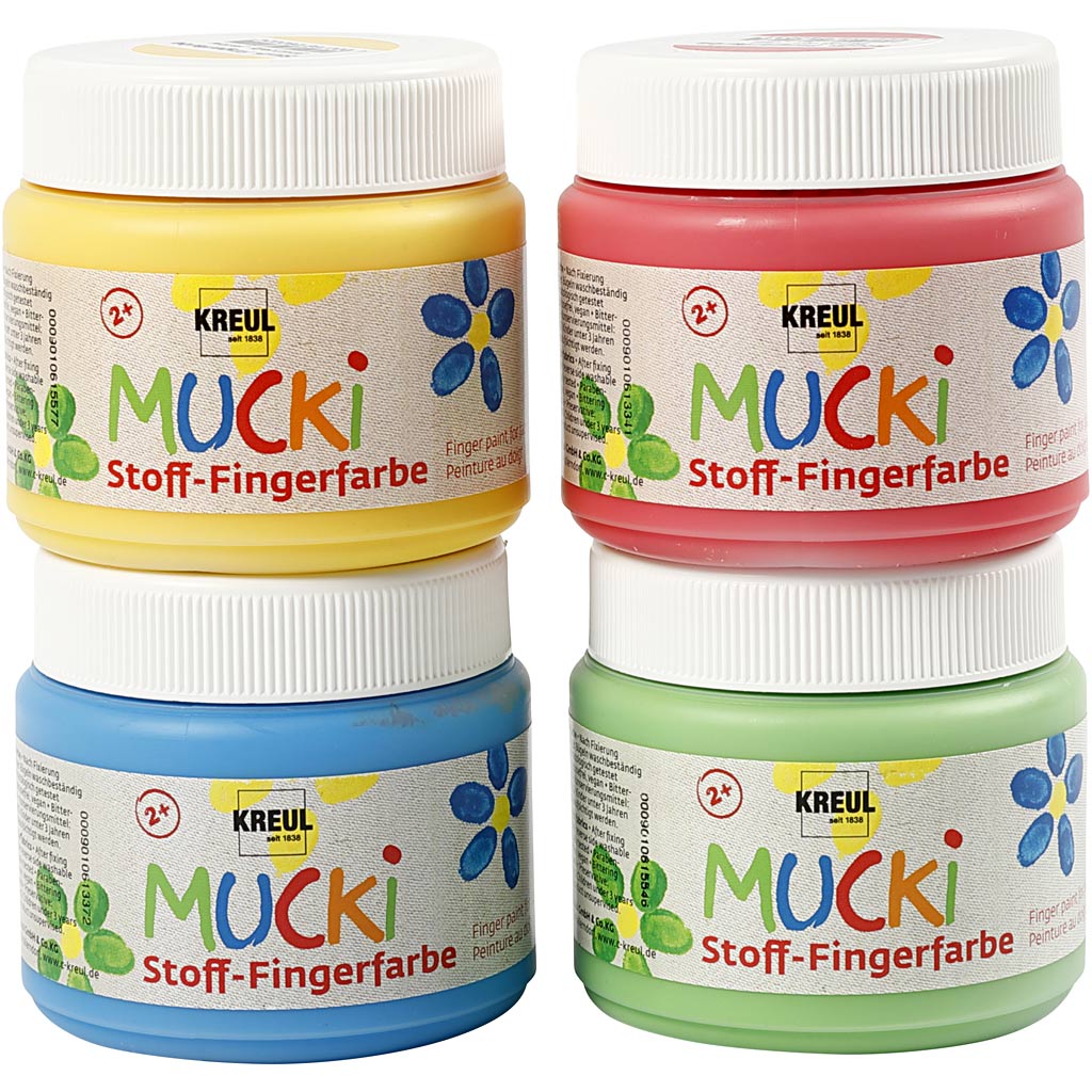 Mucki https: www.cchobby.nl muck-vingerverf-blauw-groen-rood-geel-4x150-ml-1-doos