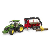 Bruder tractor john deere 7r 350 met boomaanhanger