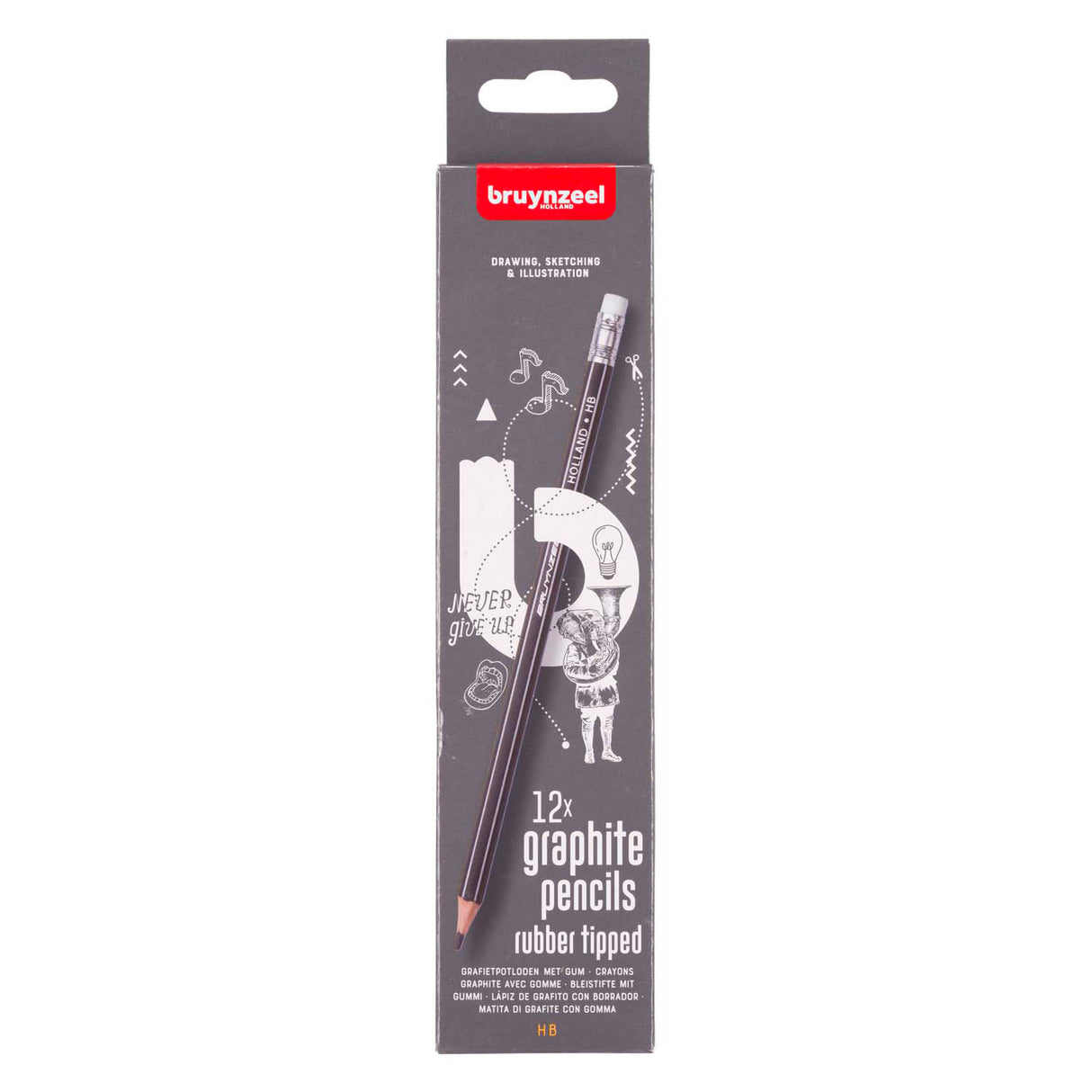 Bruynzeel teens hb grafietpotlood met gumtip set 12