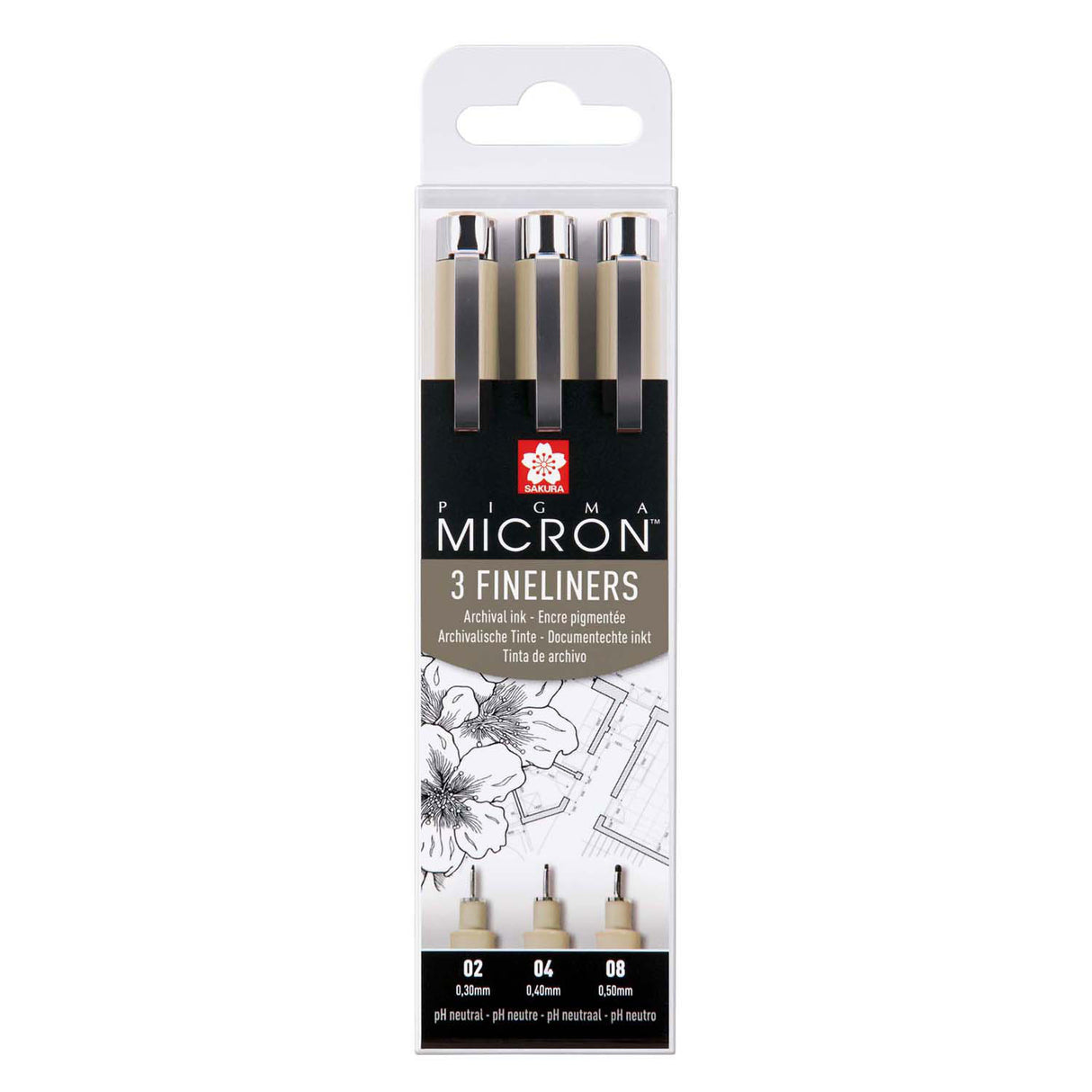 Sakura pigma micron etui 3 fineliners zwart 02-04-08