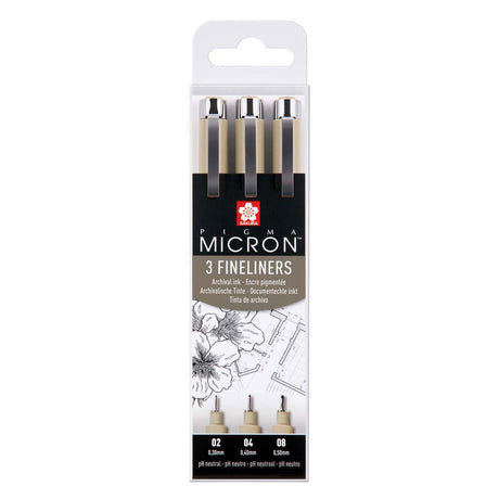 Sakura pigma micron fineliners etui - 3 fineliners - zwart