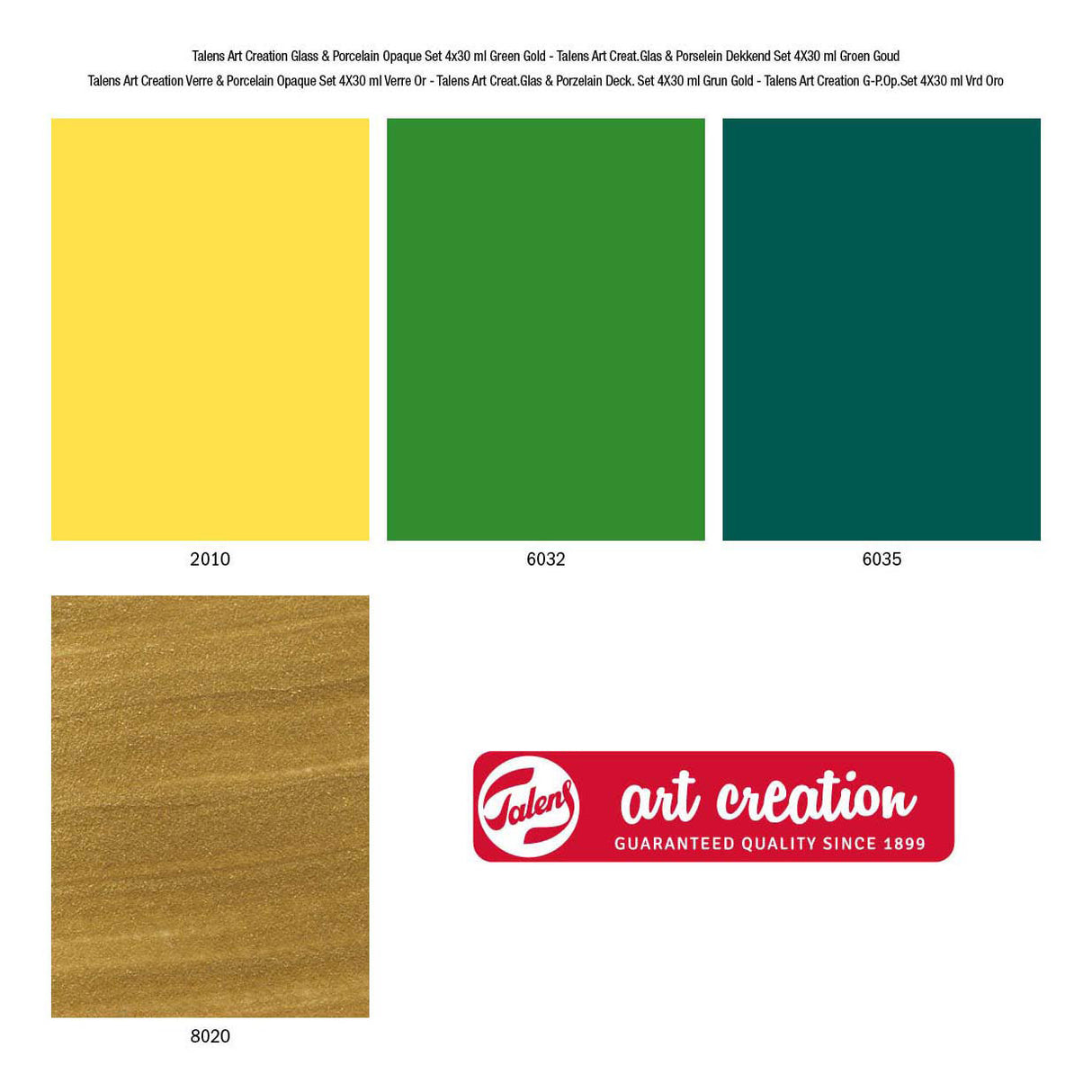 Talens art creation talens art creat.glas porselein dekkend set 4 x 30 ml groen goud