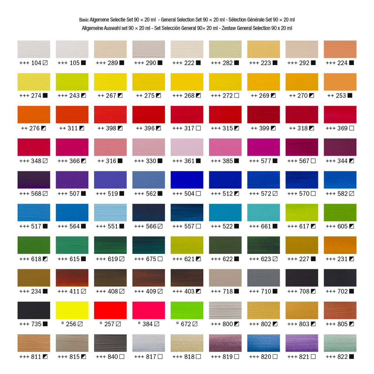 Amsterdam standard series acrylverf complete collectie set | 90 × 20 ml