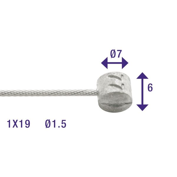 Rem binnenkabel Elvedes 5000mm RVS ø1,5mm T-nippel (op kaart)