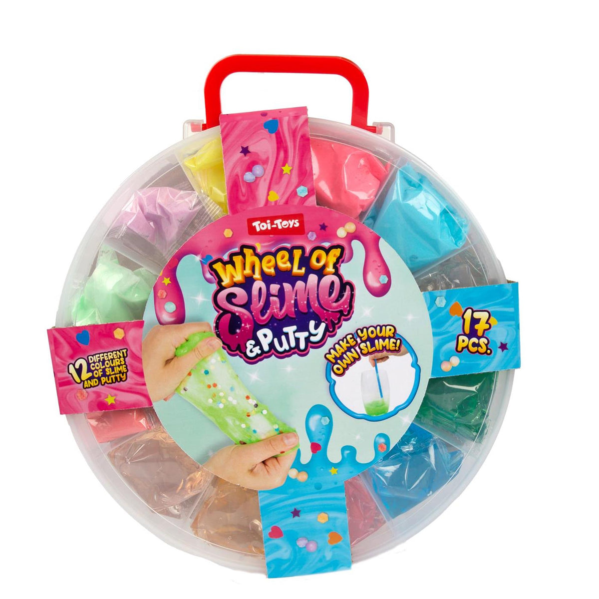 Toi-toys set wheel of putty 12x putty, 4x accessoires in koffer