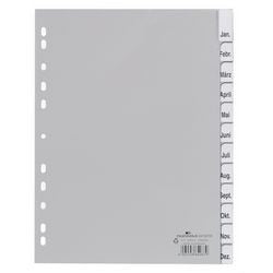Maand-tabbladen durable 6410 12 tabs 11 gaten grijs