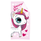 Lobbes badhanddoek unicorn microvezel roze 70x140 cm eenhoorn strand.