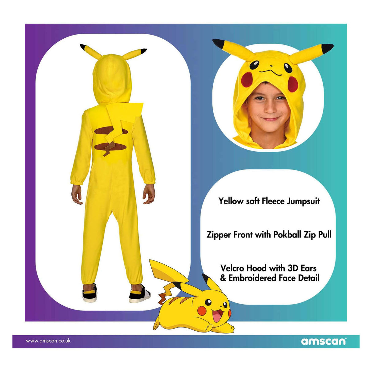 Pokémon Kinderkostuum Pokemon Pikachu Onesie, 6-8 jaar