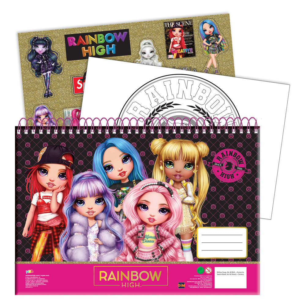 Rainbow high Tekenblok Rainbow High A4, 40 Vellen