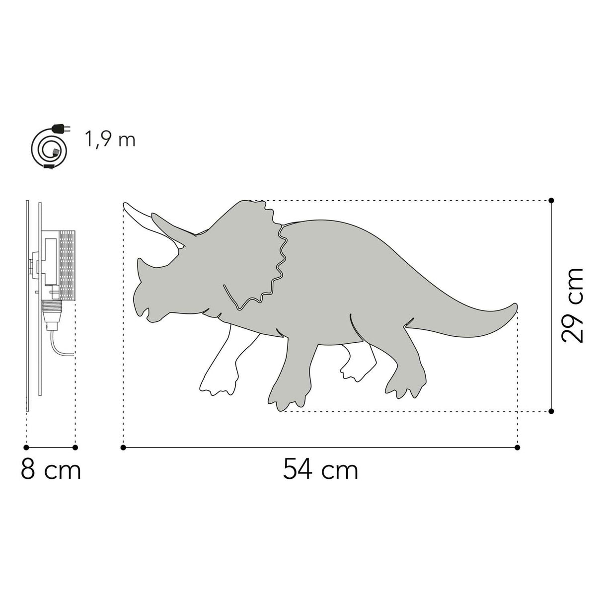 Van tjalle en jasper - dino wandlamp triceratops - hout