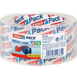 Tesa pack® crystal clear - verpakkingsband - transparant - uv-bestendig - stil afrolbaar 66 m x 50 mm