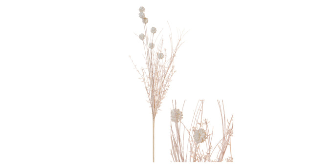 Stem pompom tree flower w glitter 10x10x58cm ivory