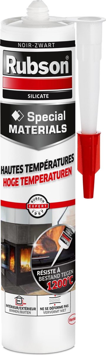 Rubson hoge temperaturen zwarte kit 280 ml bouwkit | bestand tegen hoge temperaturen | ideaal voor hittebestendige toepassingen | sterk en duurzaam