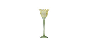 Tealight holder flor d9 h26cm yellow