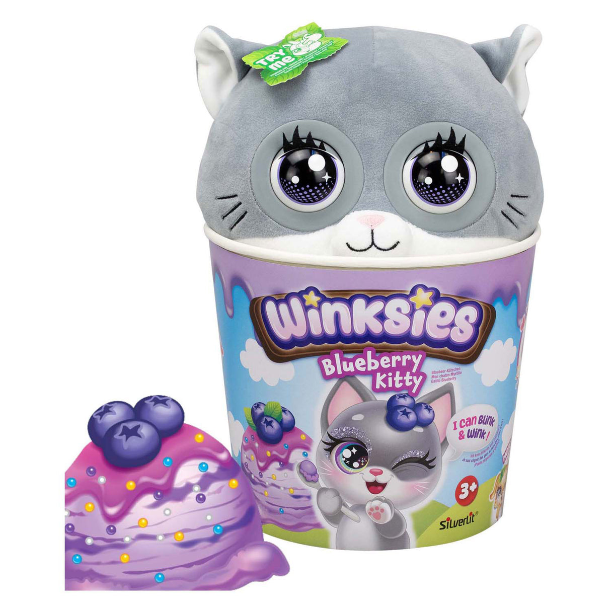 Silverlit winksies blauwe kat interactieve knuffel
