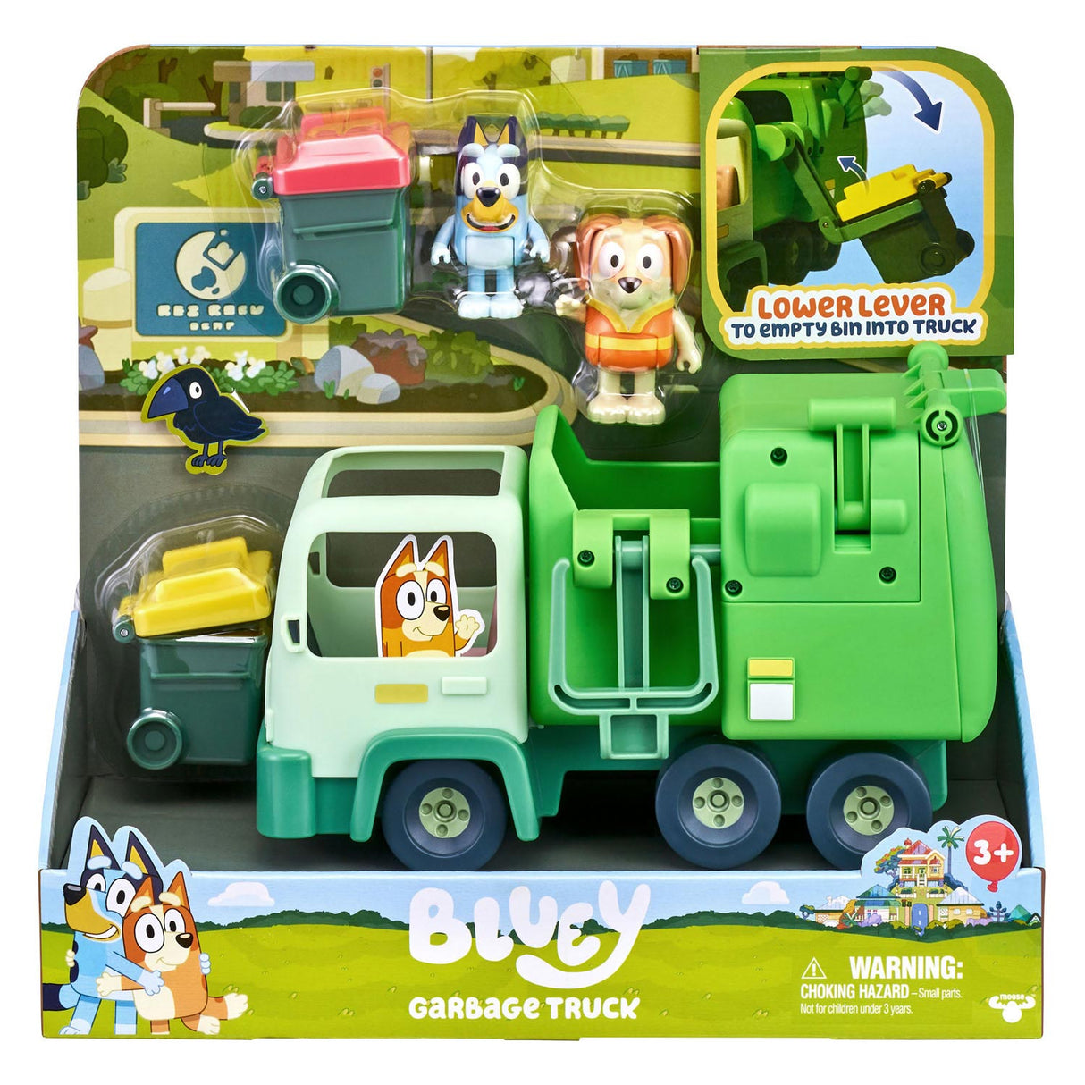 Moose toys bluey vuilniswagen met speelfiguren