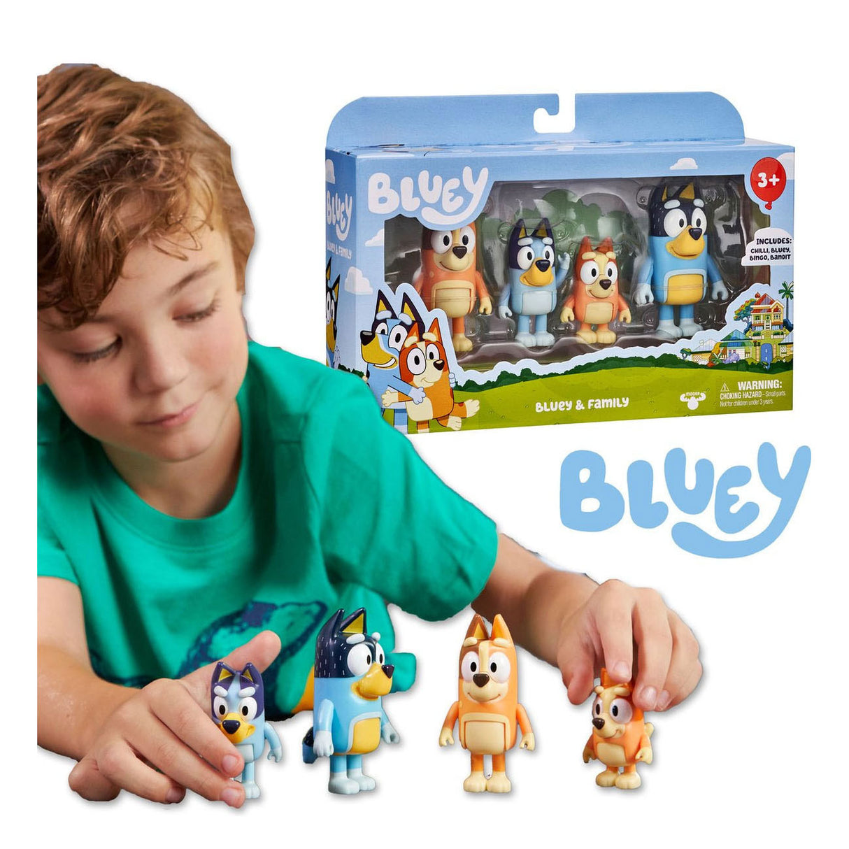 Moose toys bluey familie speelfiguren, 4st.