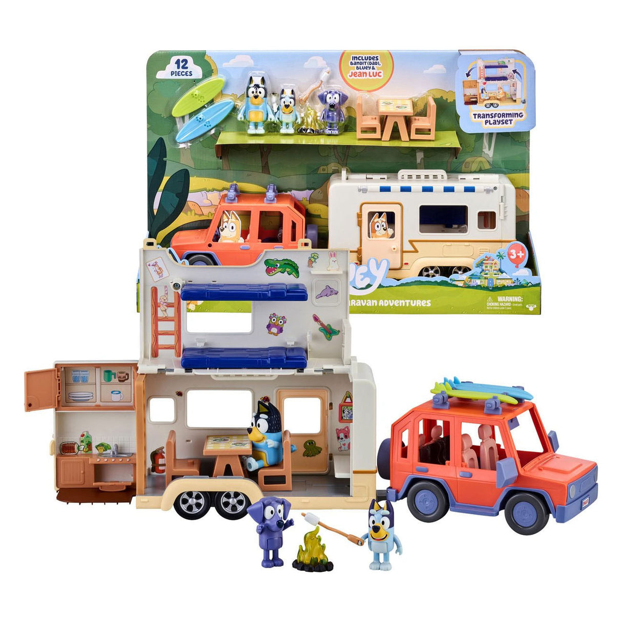 Moose Toys Bluey 4WD Auto en Kampeeravonturen Deluxe Speelset