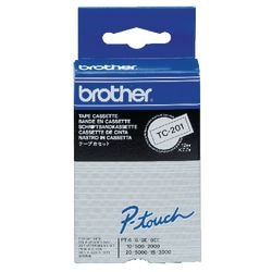 Brother laminated tape for labelling machines tc-201 12 mm x 7,7 m white black