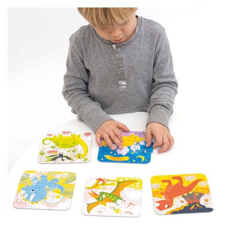 Banana panda on-the-go puzzel dinosaurussen 3+ - vijf puzzels van 9 stukjes - leuk dino puzzel speelgoed.