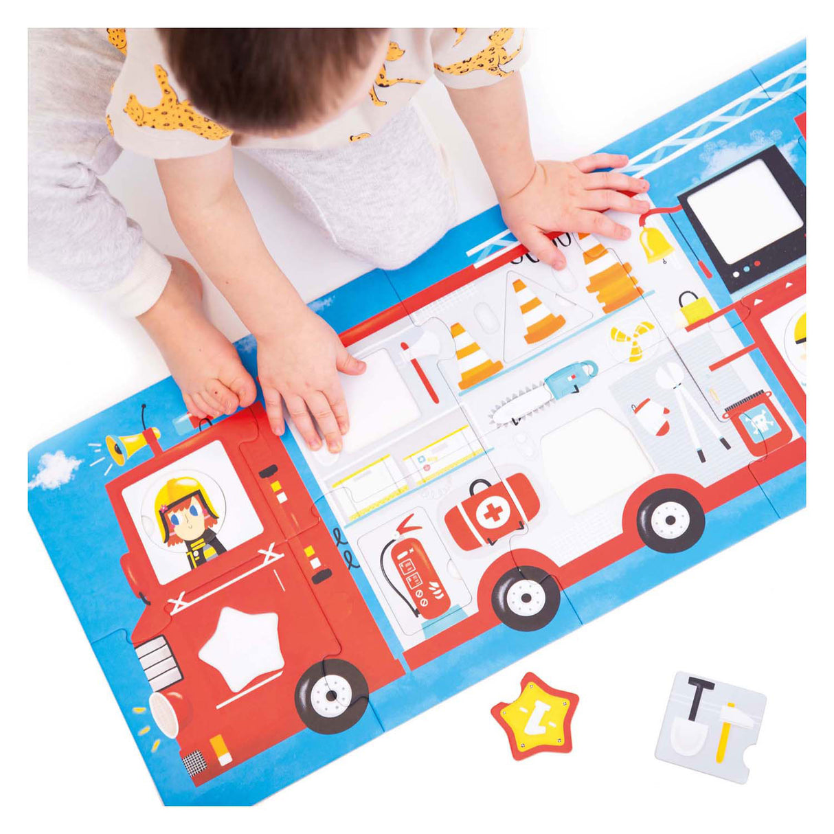 Banana panda - maak de puzzel passend brandweerwagen - 23st.