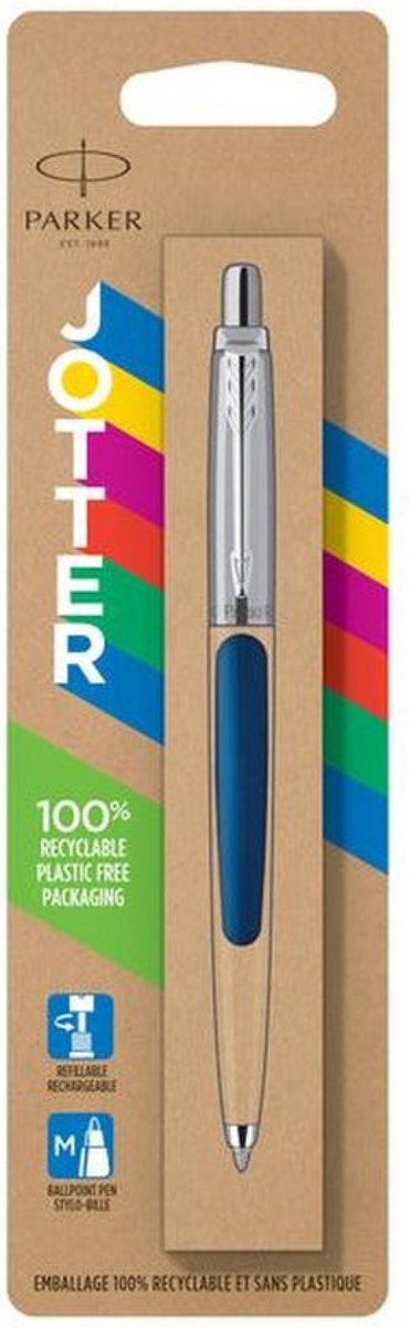 Parker jotter originals balpen - medium punt - blauwe inkt - retro jaren 90 afwerking - 1 stuk