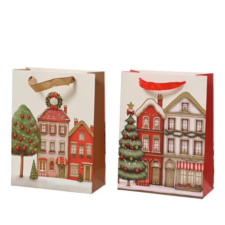 Decoris cadeautas van papier glitter houses decor 18x8x24cm fsc papier 2 assorti