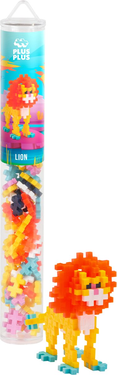 Plus-plus leeuw 100 delige bouwset tube - 4324 - bouwspeelgoed - constructiespeelgoed - set met bouwstenen - vanaf 5 jaar