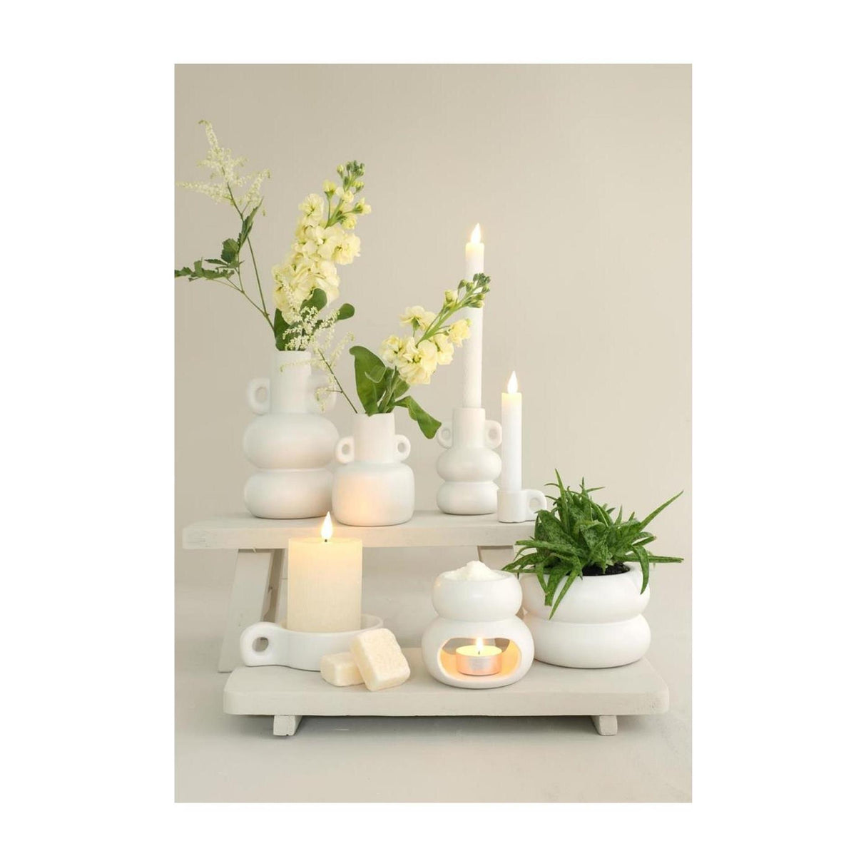 Ideas 4 seasons chubby vaas - kaarsenhouder ø7,6xh12cm off white
