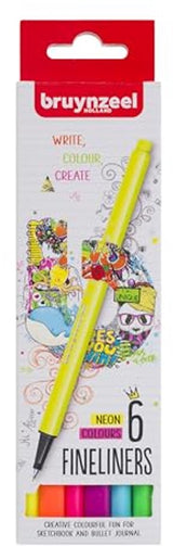 Bruynzeel fineliner set neon 6 kleuren